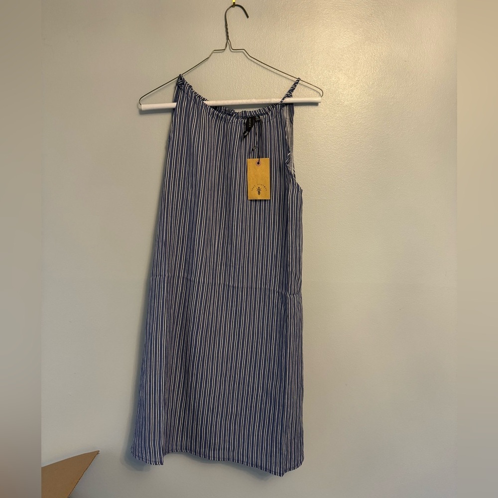 Knot Sisters Blue and White Striped Mini Dress M NWT